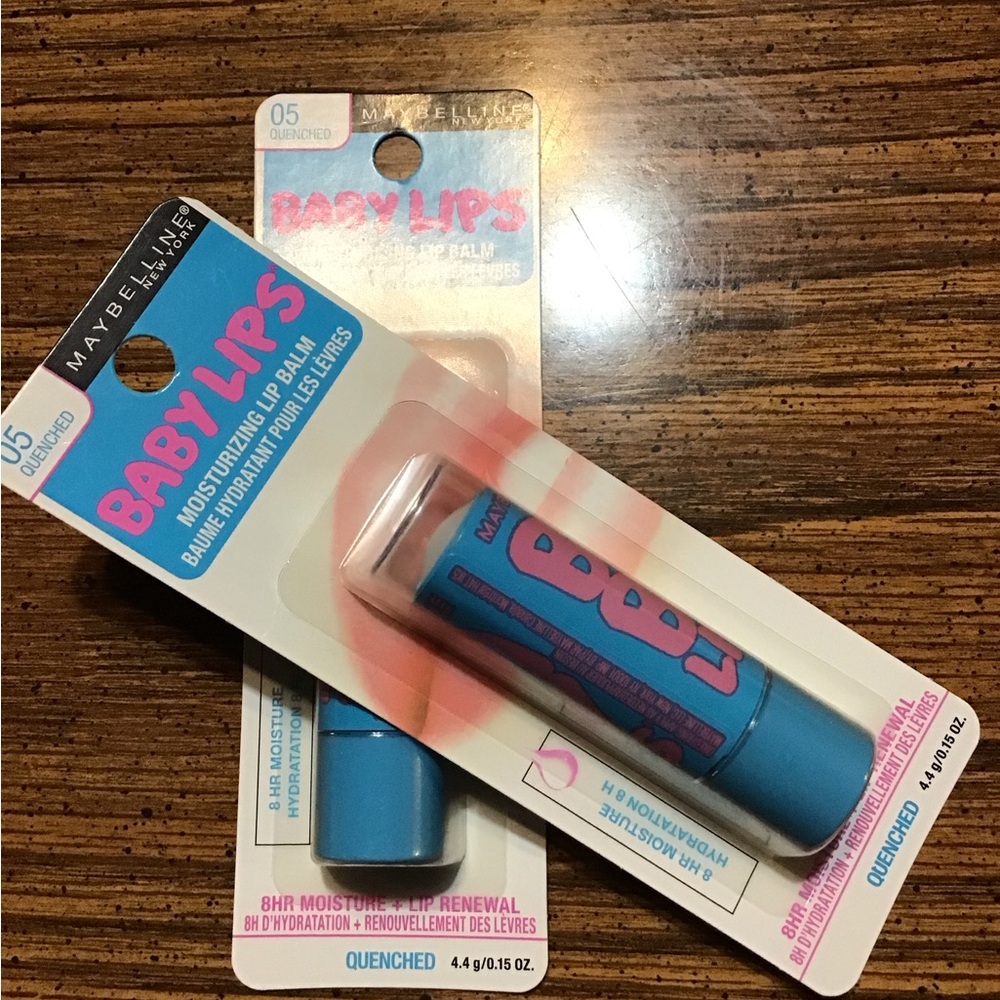 A total of two Maybelline baby lips new with tags moisturizing lip balm,